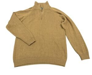 Alpaca Half Zip Sweater Mens Large Camel Brown Pullover Knit Made In Peru